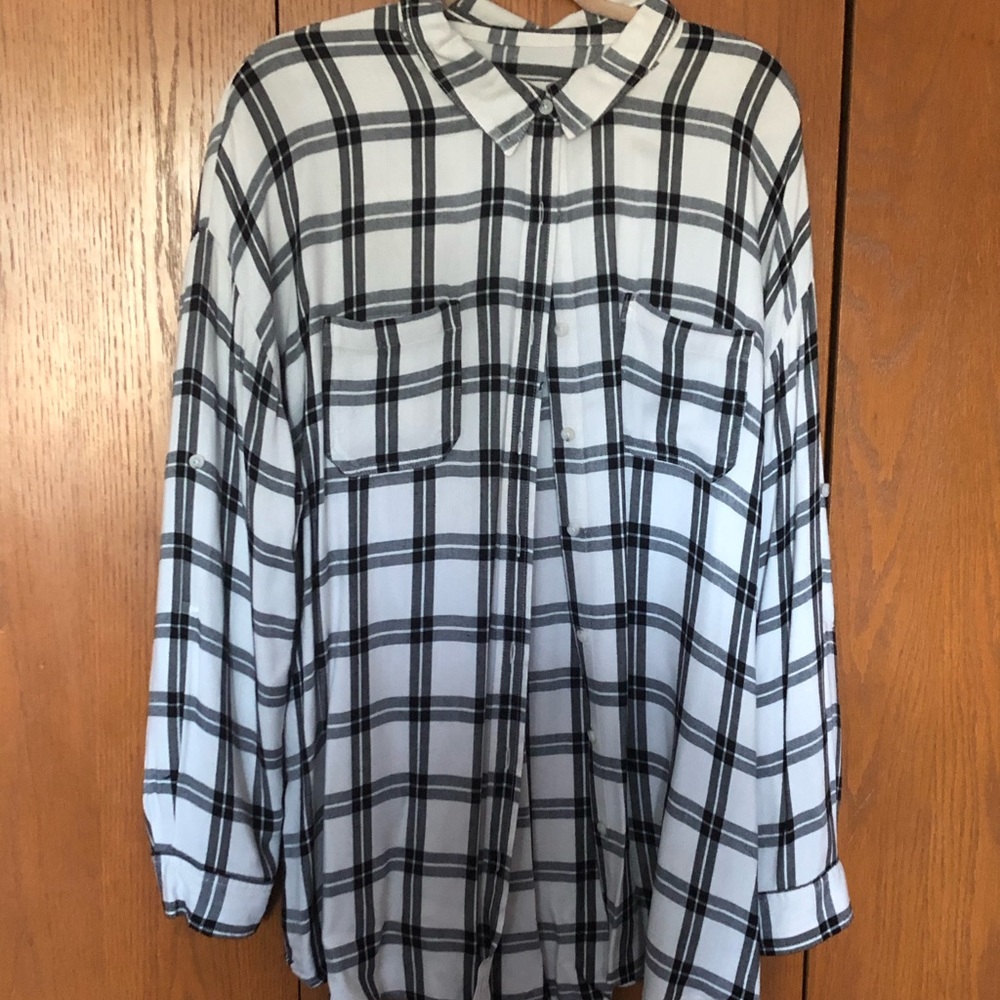 Mossimo Tunic Length Plaid Shirt XXL